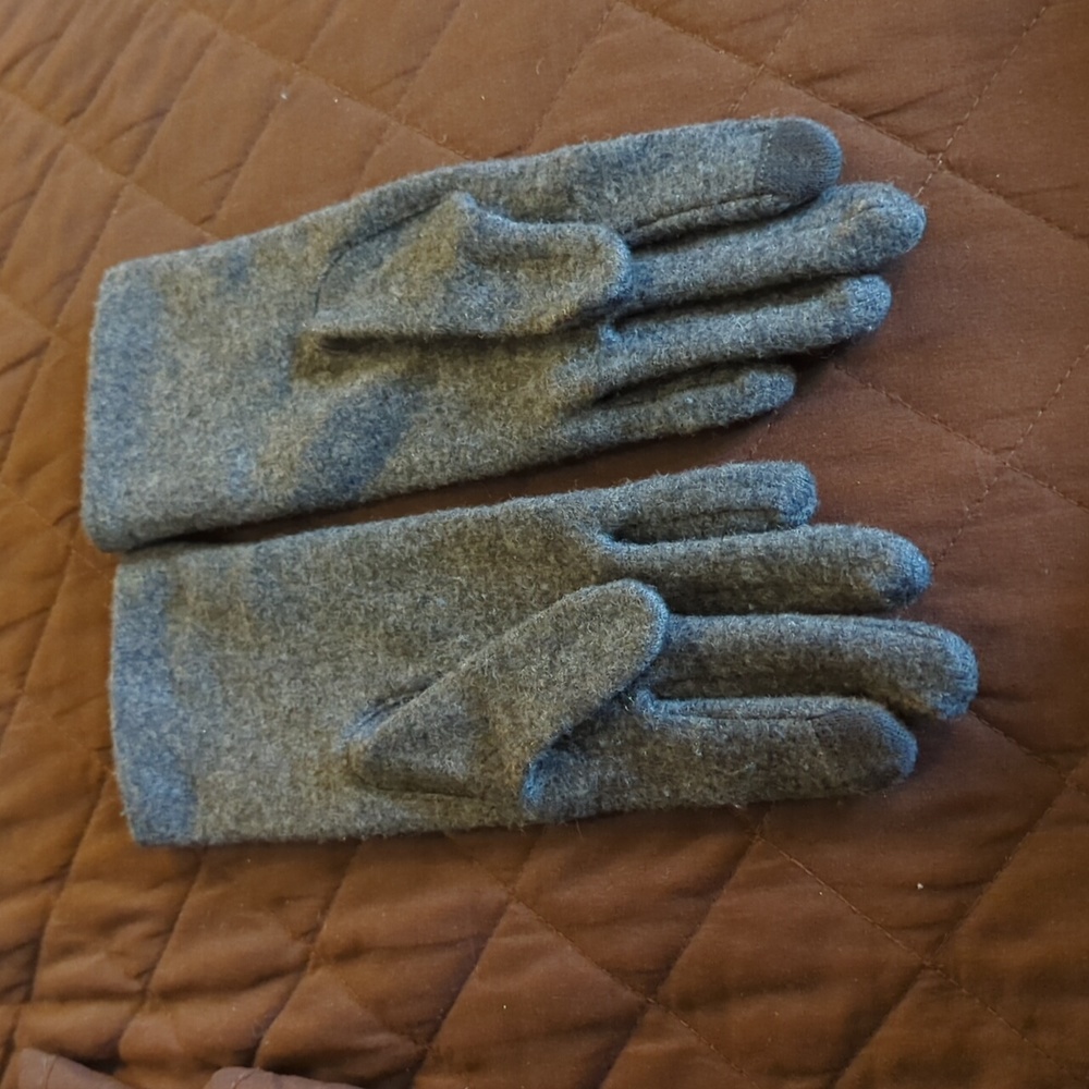 Sold as a set. Ralph Lauren Gray gloves and  Cejon Blue Ombre Paisley Scarf - Picture 3 of 8